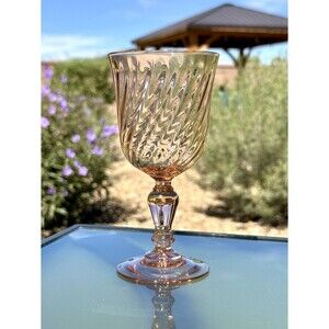 Vintage Arcoroc Luminarc Rosaline Pink Swirl Wine Water Goblet Glass 6 3/8"